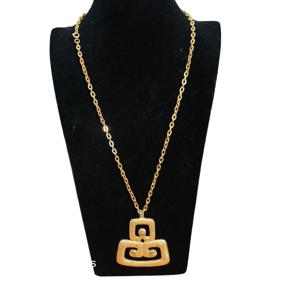 Vintage circa 1960's Gold, Modern, Brutalist, statement necklace.